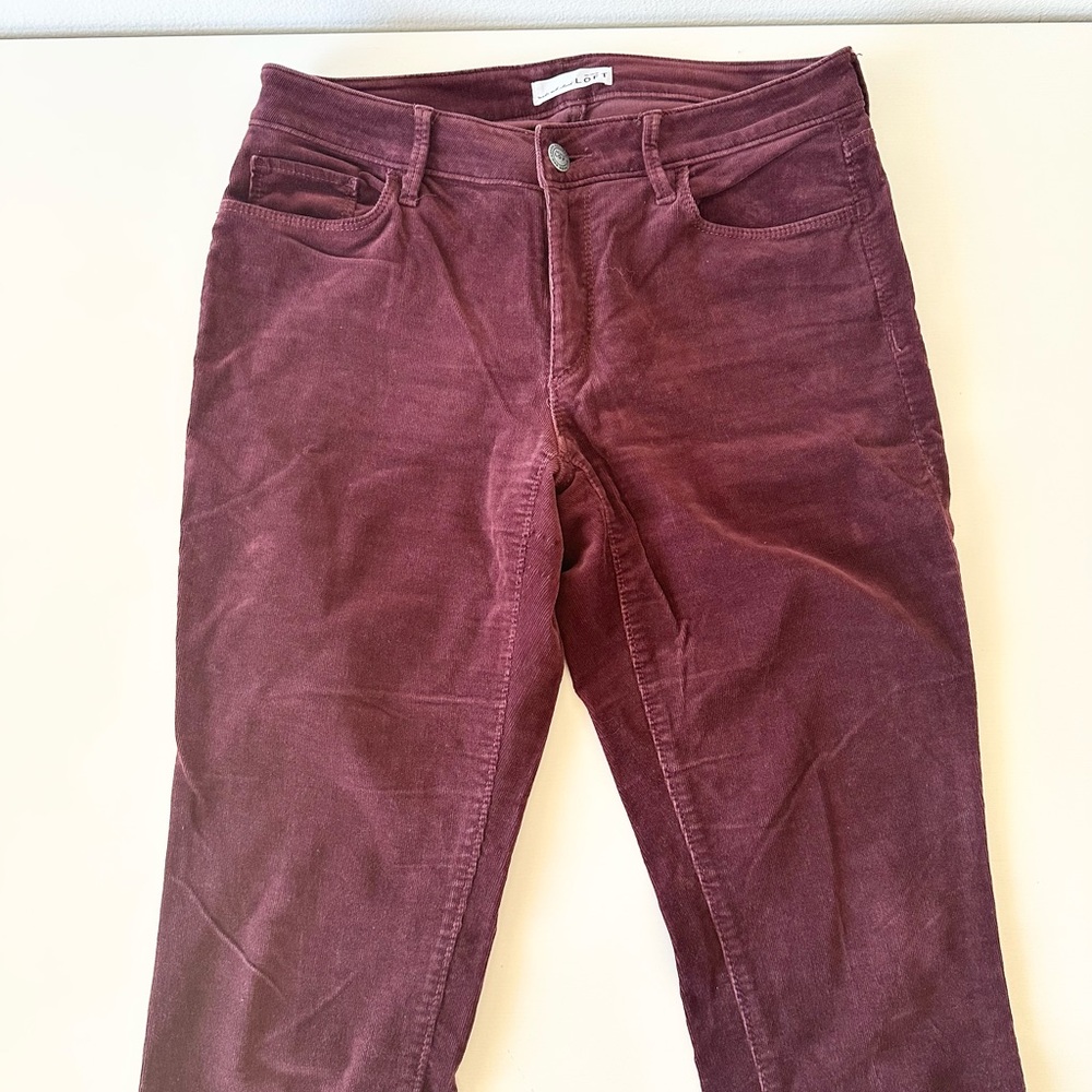 LOFT Skinny Corduroy Jeans in Wine Size 28 6